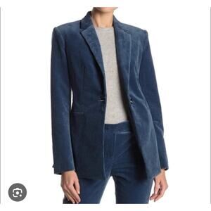 Theory Blue Thick Wale Corduroy Notch Collar Blazer Size 6